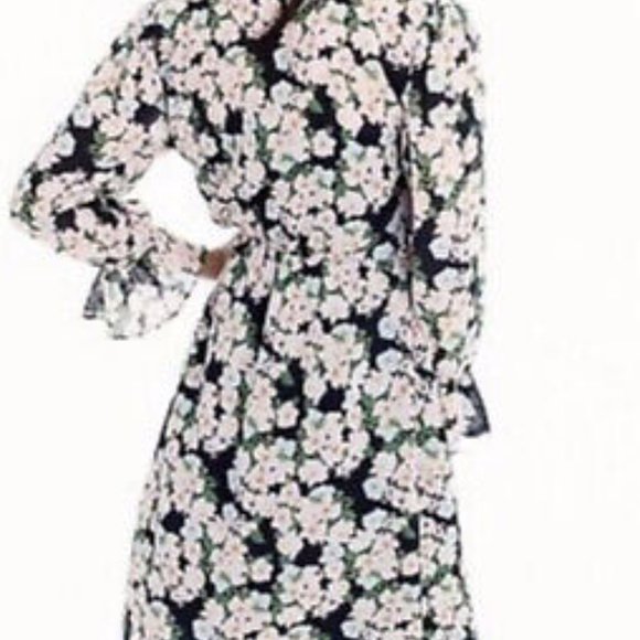 J. Crew Mercantile Sheer Pink Floral-on-Navy Dress - Picture 2 of 10